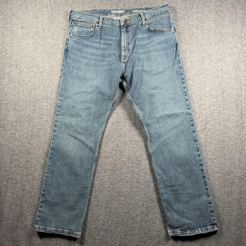 Wrangler Jeans Mens 38x29 Blue Regular Fit Straight Leg Stretch Denim Pants
